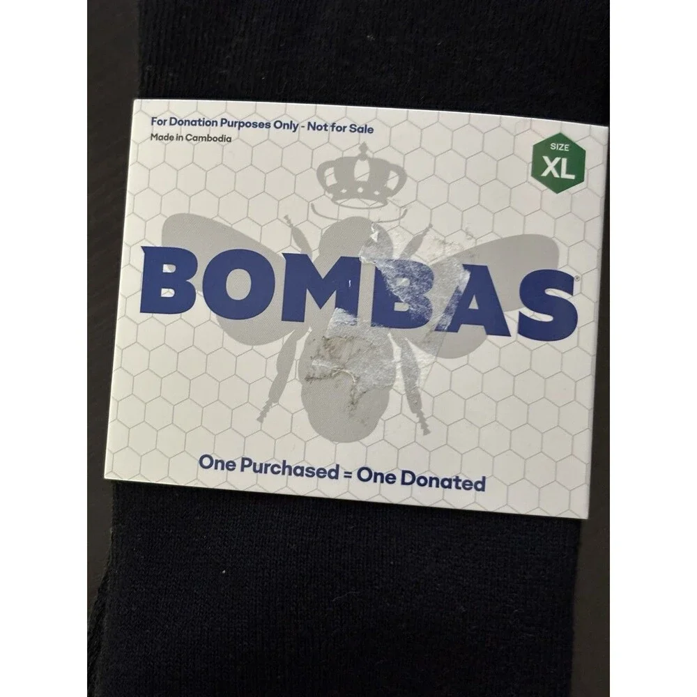 NEW Bombas Crew Socks Men Size XL Black Calf Honeycomb Arch Support